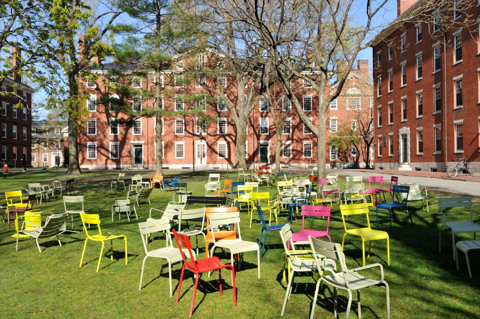colored chairs in Harvard Yard
